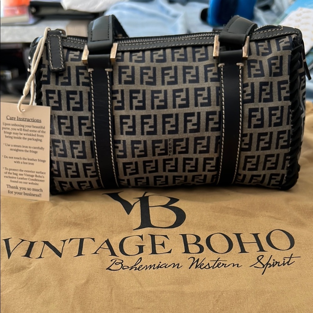 Vintage Fendi Black and Tan Bag